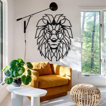 Lion Head , geometric wall art , home decor , housewarming gift - Metal Deco | THEDUKHA